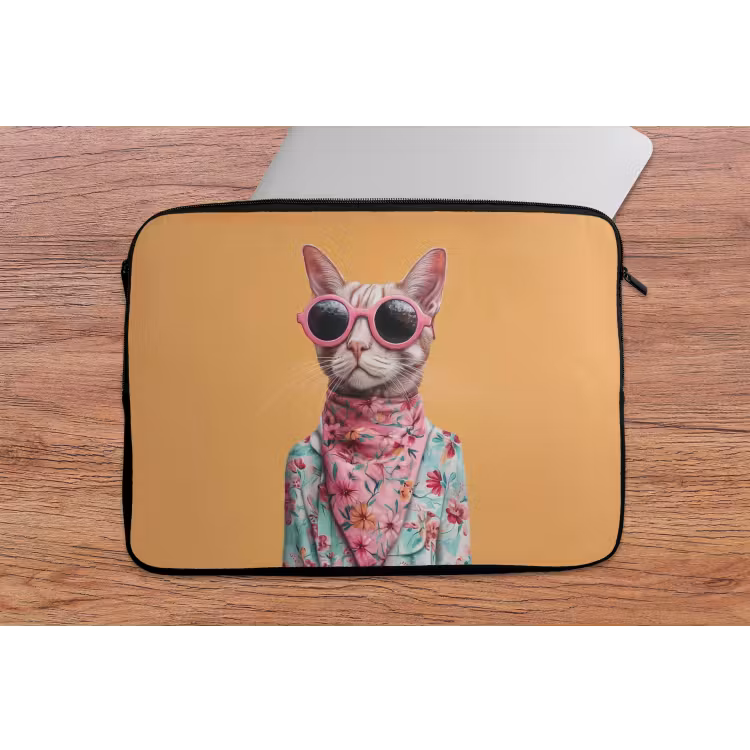 Laptophoes - Zonnebril - Kat - Sjaal - Bloemen — 2
