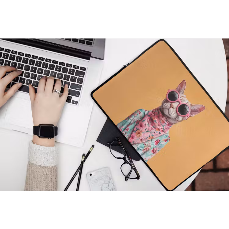 Laptophoes - Zonnebril - Kat - Sjaal - Bloemen — 3