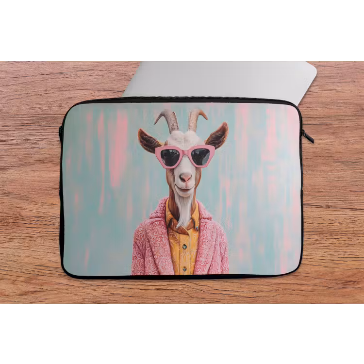Laptophoes - Zonnebril - Roze - Geit - Horen — 2