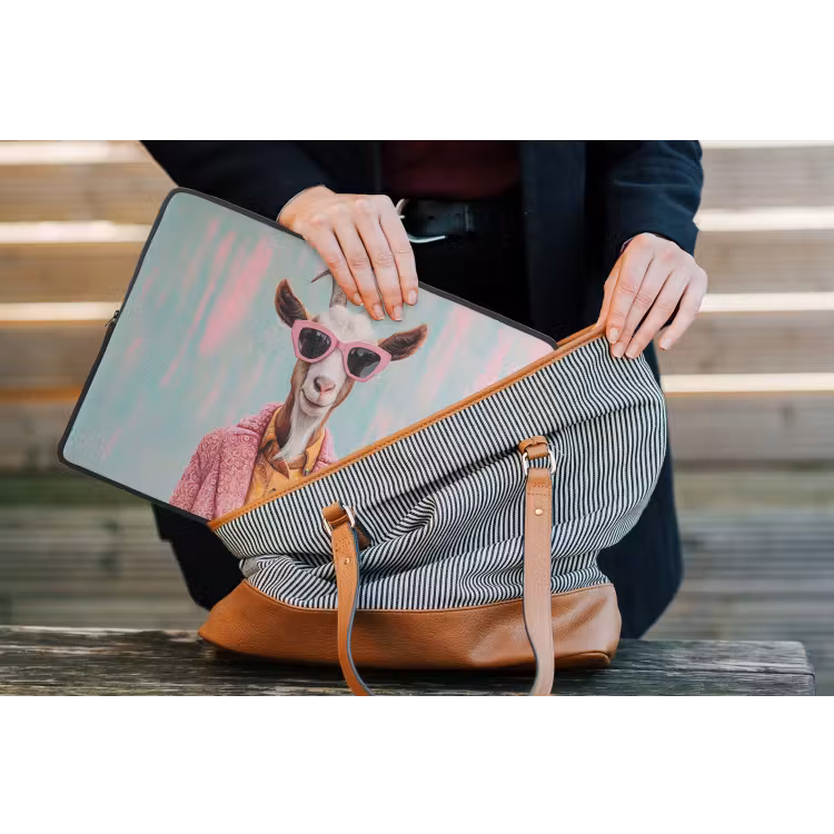 Laptophoes - Zonnebril - Roze - Geit - Horen — 4