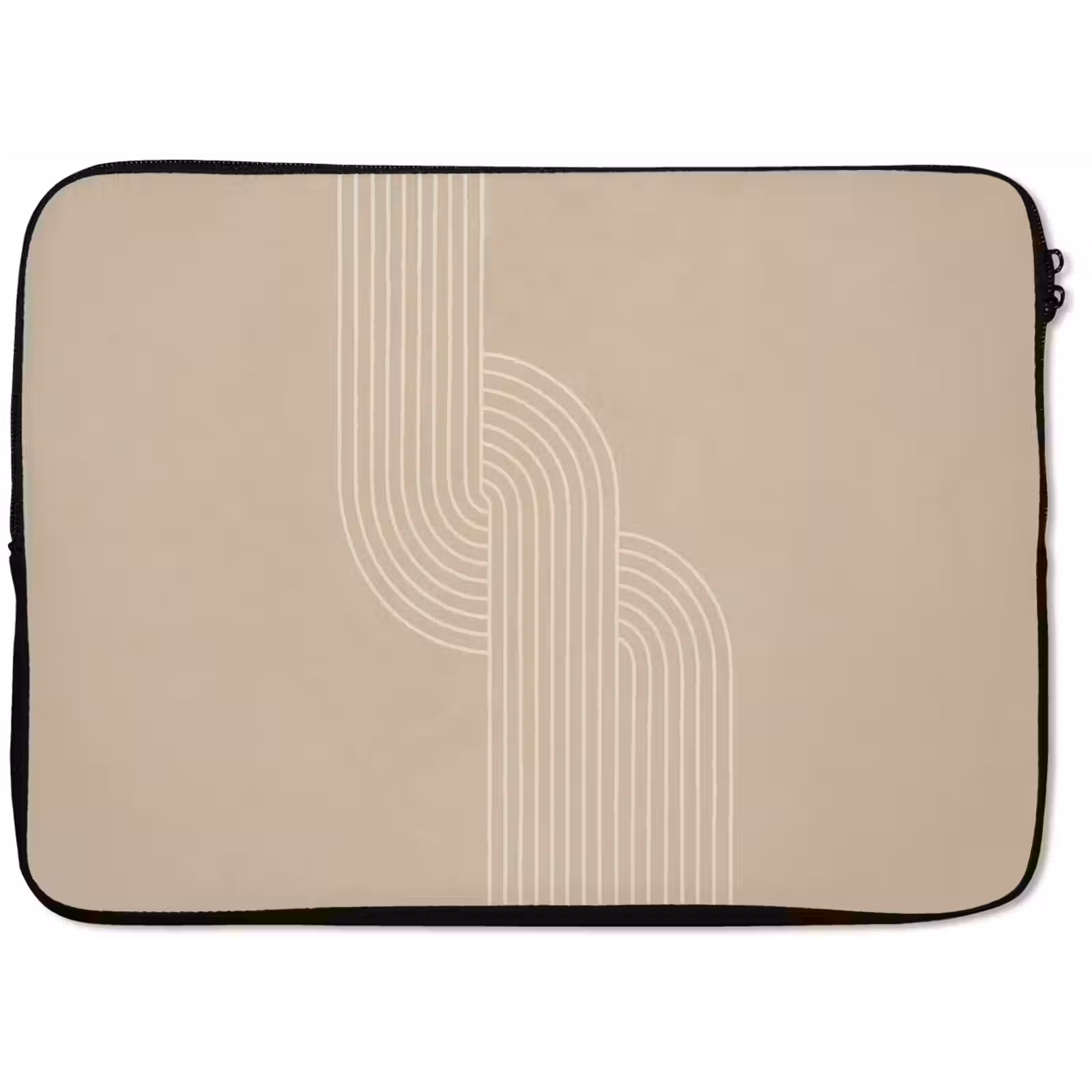 Laptophoes - Parallelle lijnen - Lichte textuur - Beige — 1