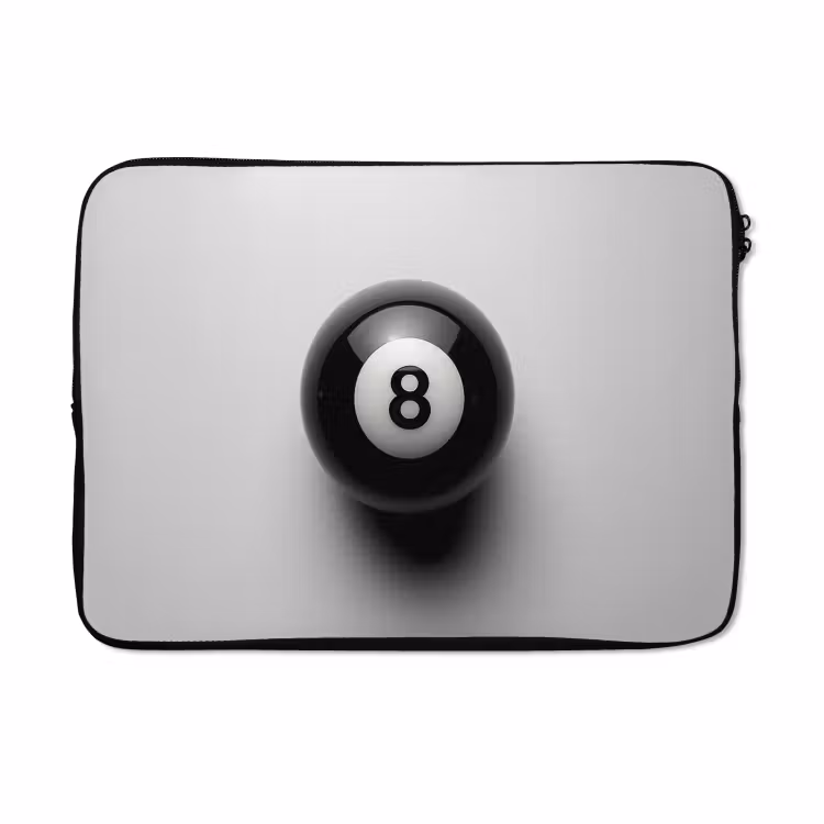Laptophoes - Biljartbal - Getal - Acht - Wit — 5