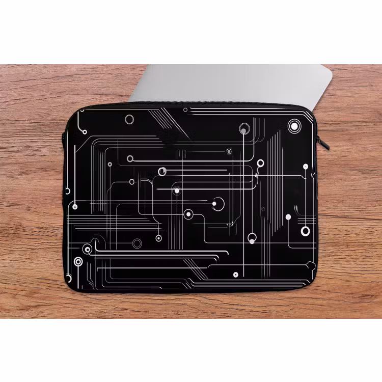 Laptophoes - Gaming - Abstract - Lijnen - Rondjes - Zwart — 2