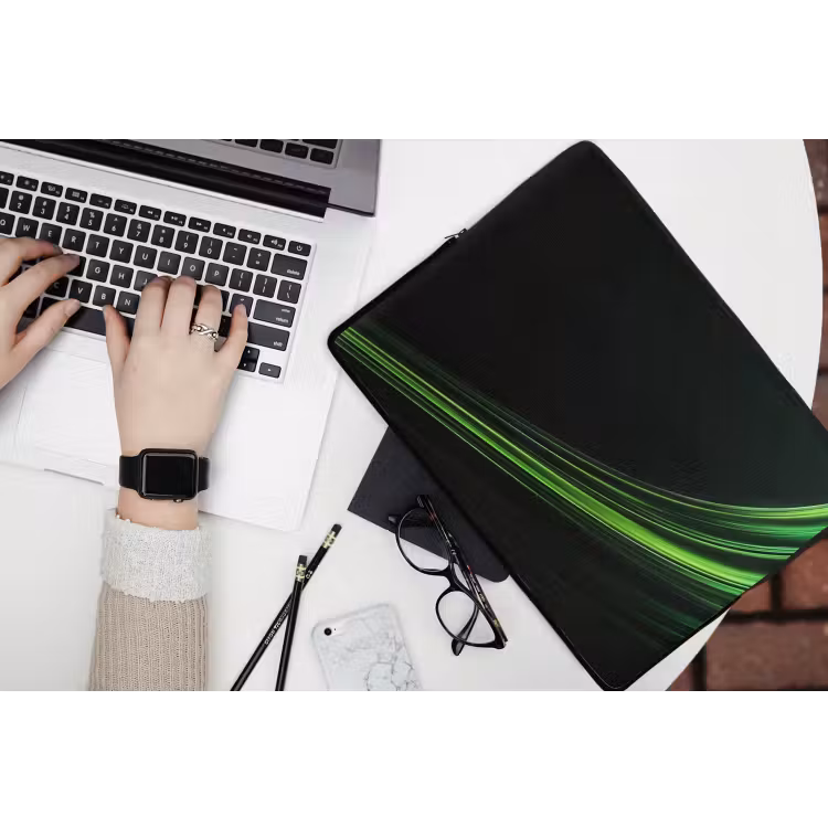 Laptophoes - Gaming - Lijnen - Boog - Groen — 3