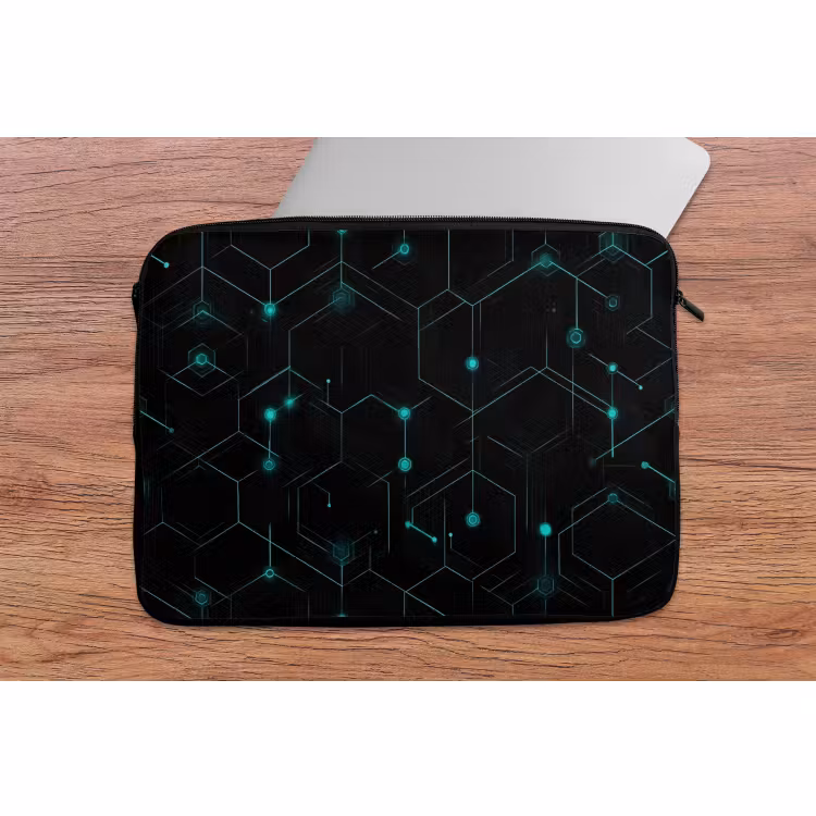 Laptophoes - Gaming - Netwerk - Blauw - Punten - Patroon — 2