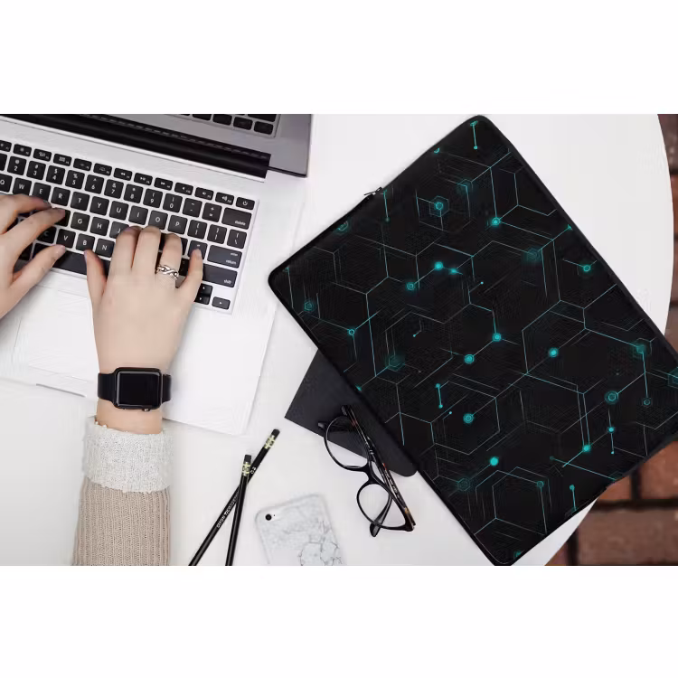 Laptophoes - Gaming - Netwerk - Blauw - Punten - Patroon — 3