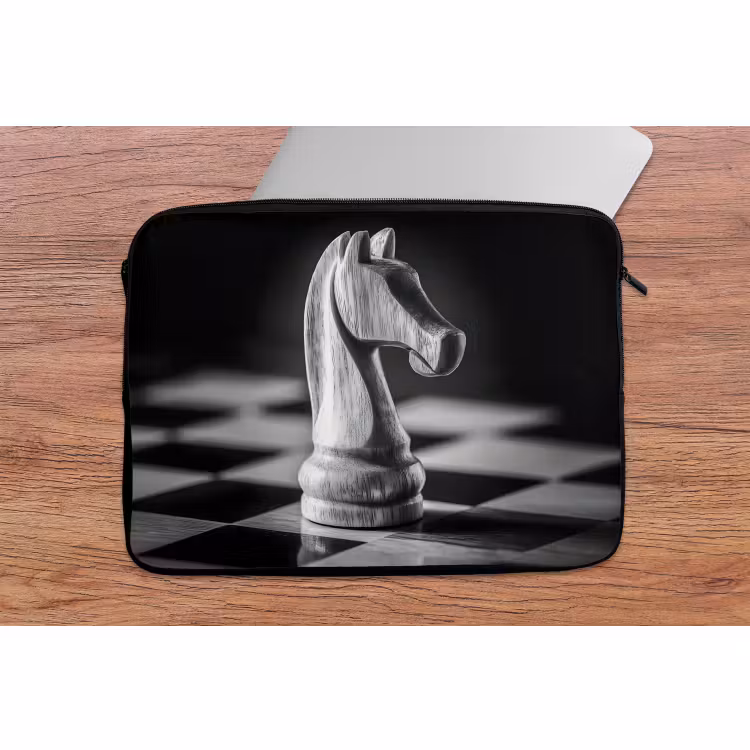 Laptophoes - Paard - Hout - Schaalbord - Zwart — 2