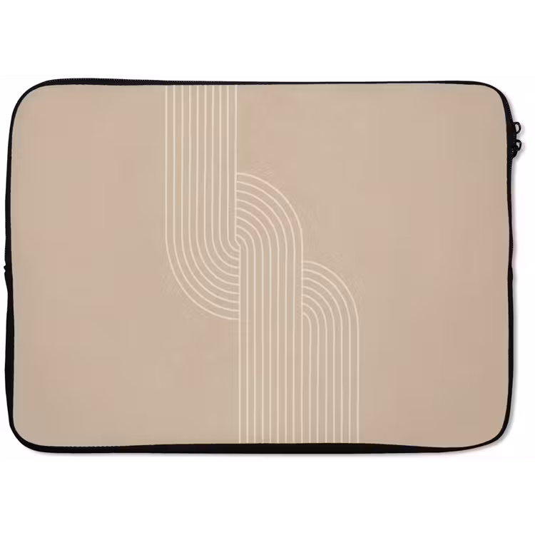 Laptophoes - Parallelle lijnen - Lichte textuur - Beige — 1