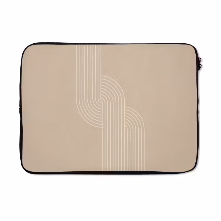 Laptophoes - Parallelle lijnen - Lichte textuur - Beige — 5