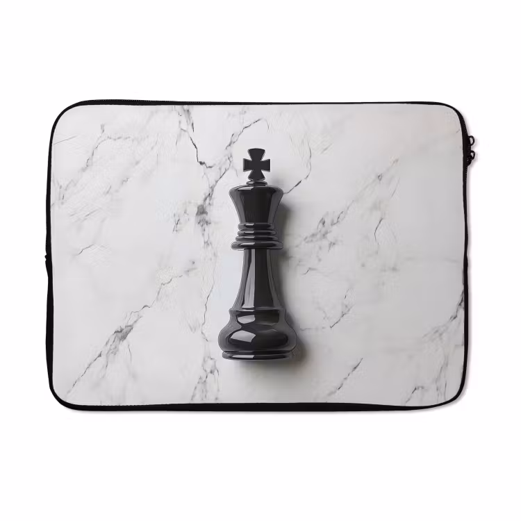 Laptophoes - Schaakstuk - Koning - Zwart - Marmer — 5