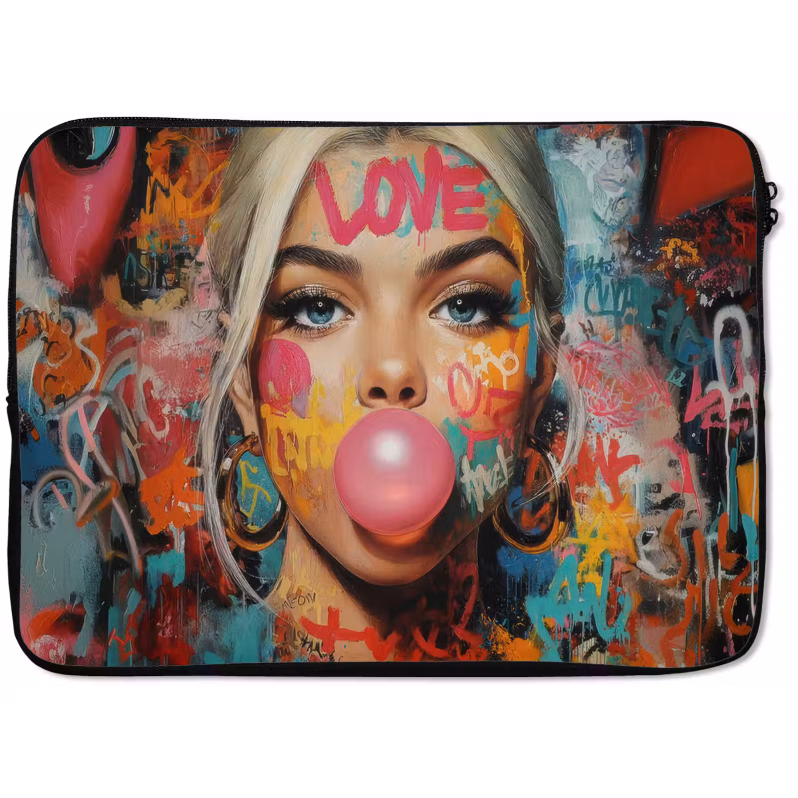 Laptophoes - Vrouw - Kauwgom - Graffiti - Love — 1