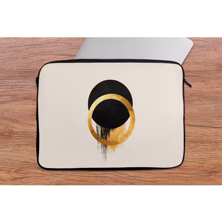 Laptophoes - Abstract ontwerp - Zwarte cirkel - Verfvlekken — 2