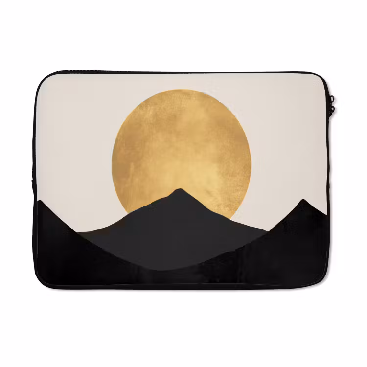 Laptophoes - Bergsilhouetten - Gouden cirkel - Beige — 5