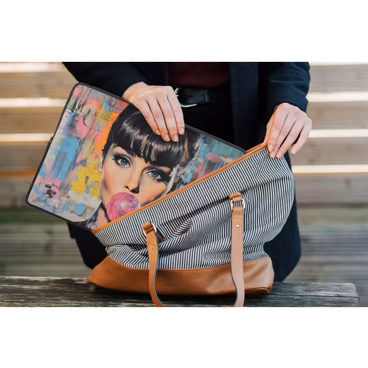 Laptophoes - Kauwgom - Vrouw - Penseelstreken - Modern — 4