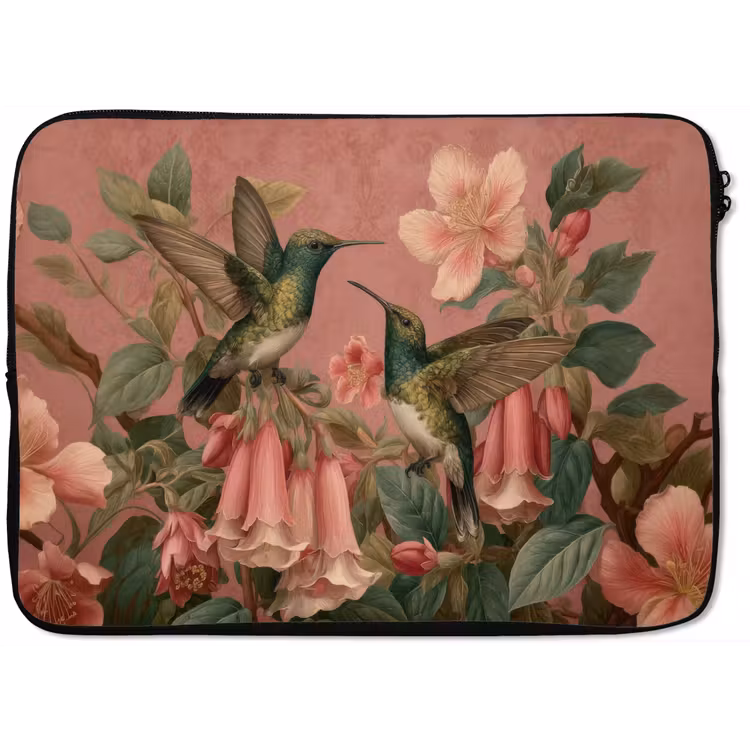 Laptophoes - Kolibries - Bloemen - Groen - Roze — 1