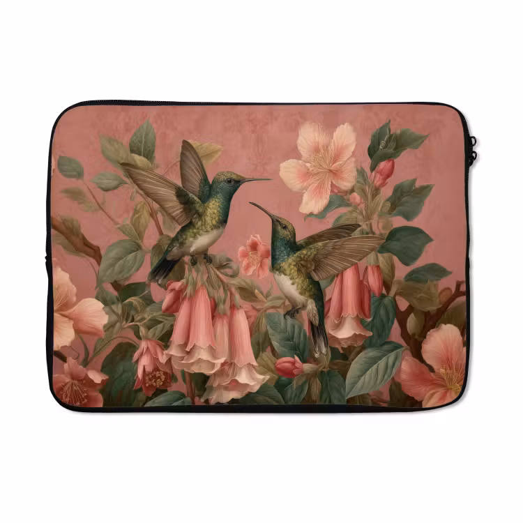 Laptophoes - Kolibries - Bloemen - Groen - Roze — 5