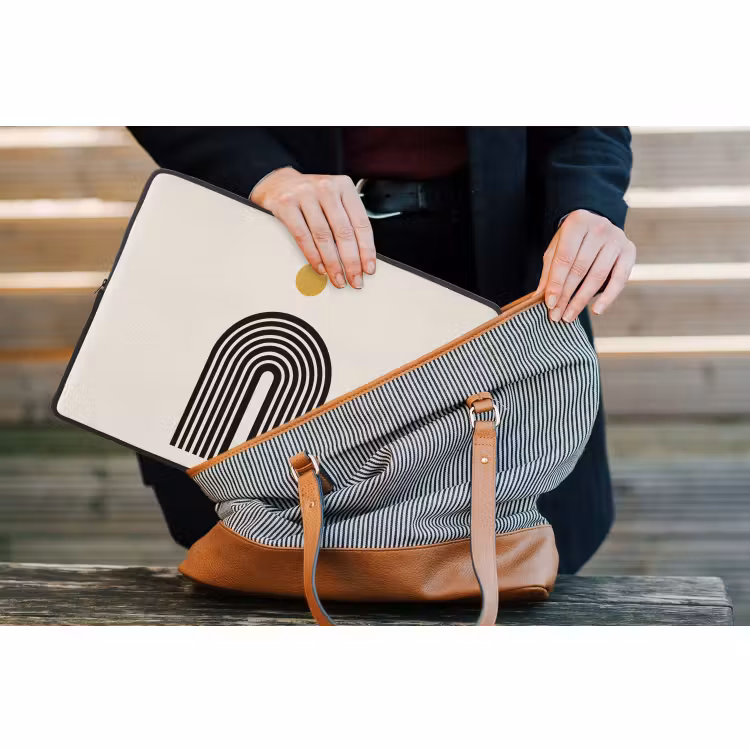 Laptophoes - Minimalistisch - Zwarte boog - Gouden cirkel — 4