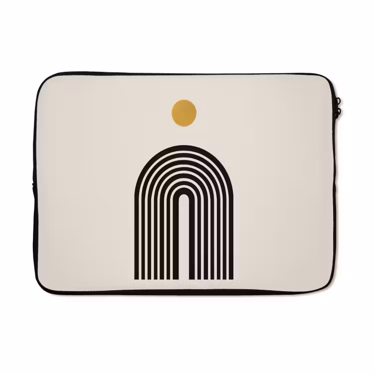 Laptophoes - Minimalistisch - Zwarte boog - Gouden cirkel — 5