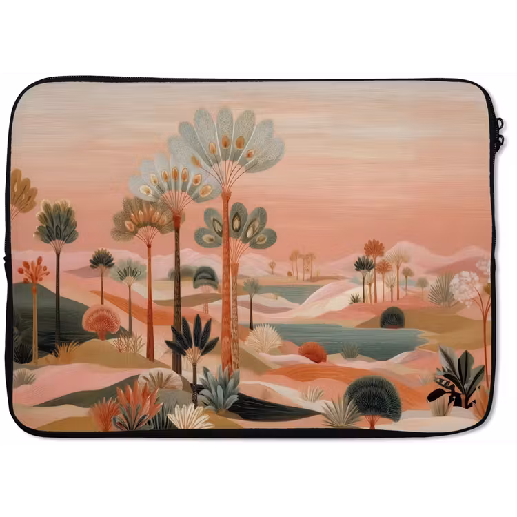 Laptophoes - Roze landschap - Palmen - Water — 1