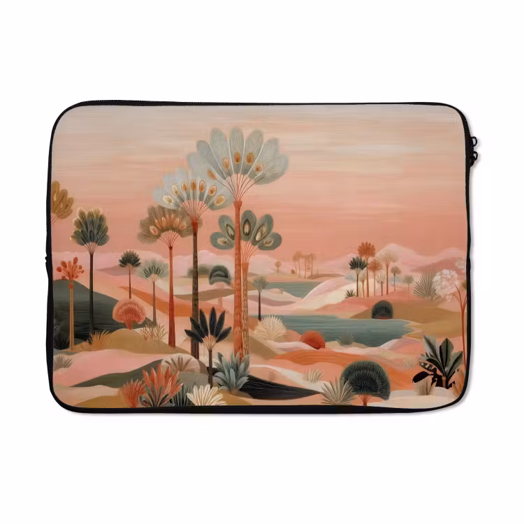 Laptophoes - Roze landschap - Palmen - Water — 5