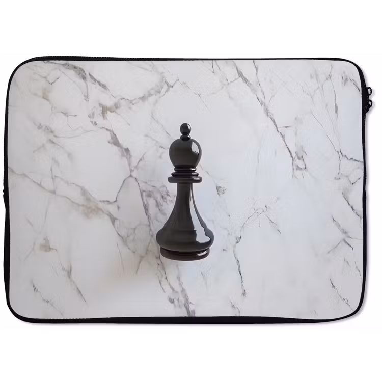 Laptophoes - Schaakstuk - Loper - Zwart - Marmer — 1