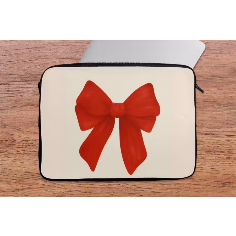 Laptophoes - Strik - Symmetrisch - Rood - Lint — 2