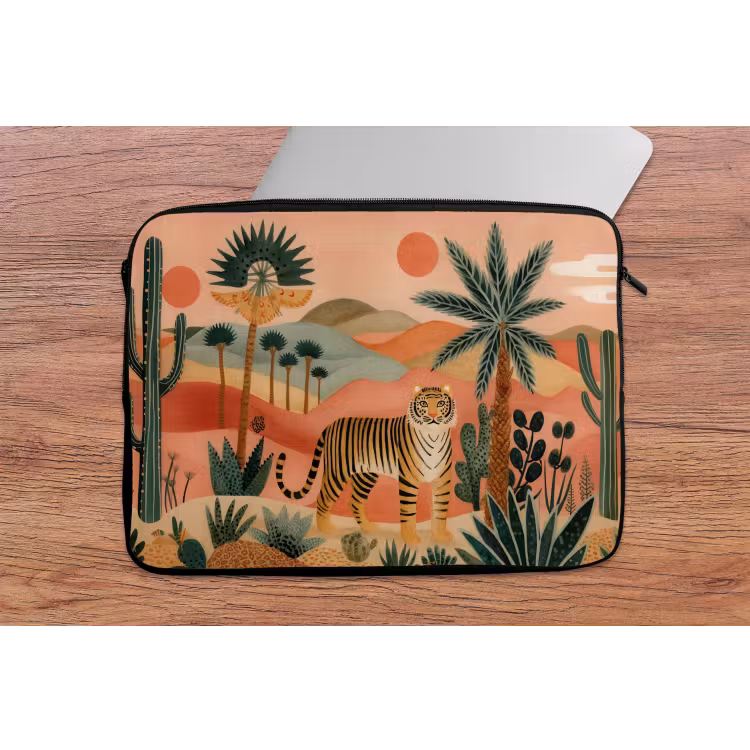 Laptophoes - Tijger - Palmen - Cactus - Oranje — 2