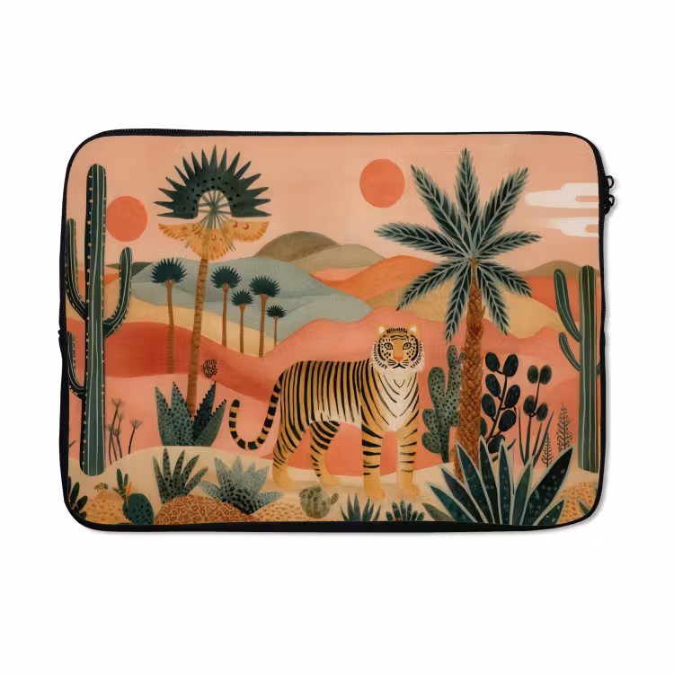 Laptophoes - Tijger - Palmen - Cactus - Oranje — 5