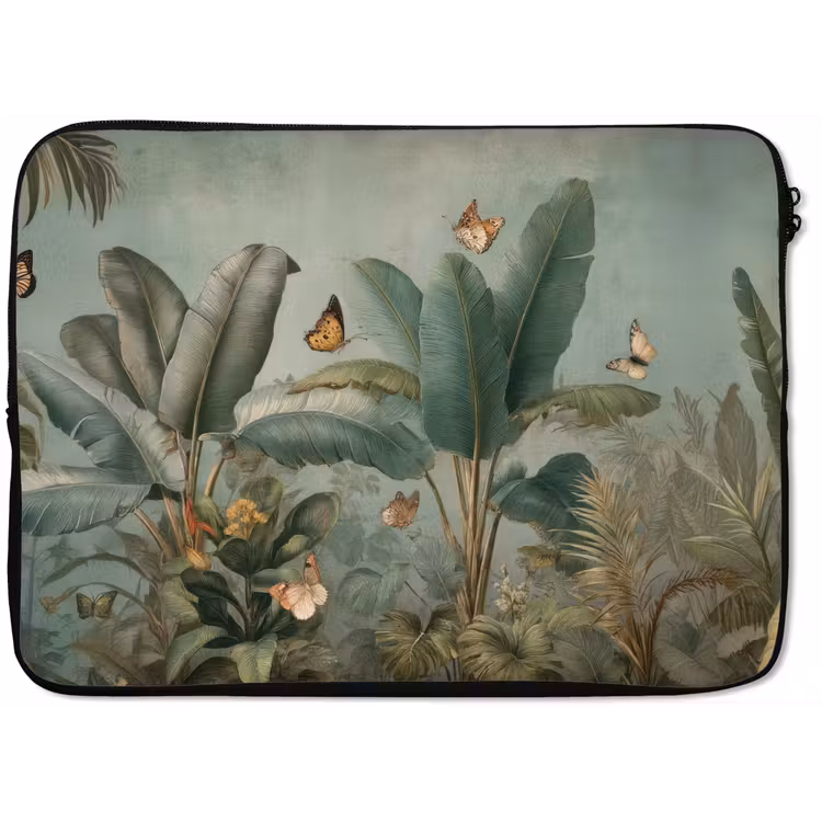 Laptophoes - Tropisch bladerdek - Vlinders - groen - Bruin — 1