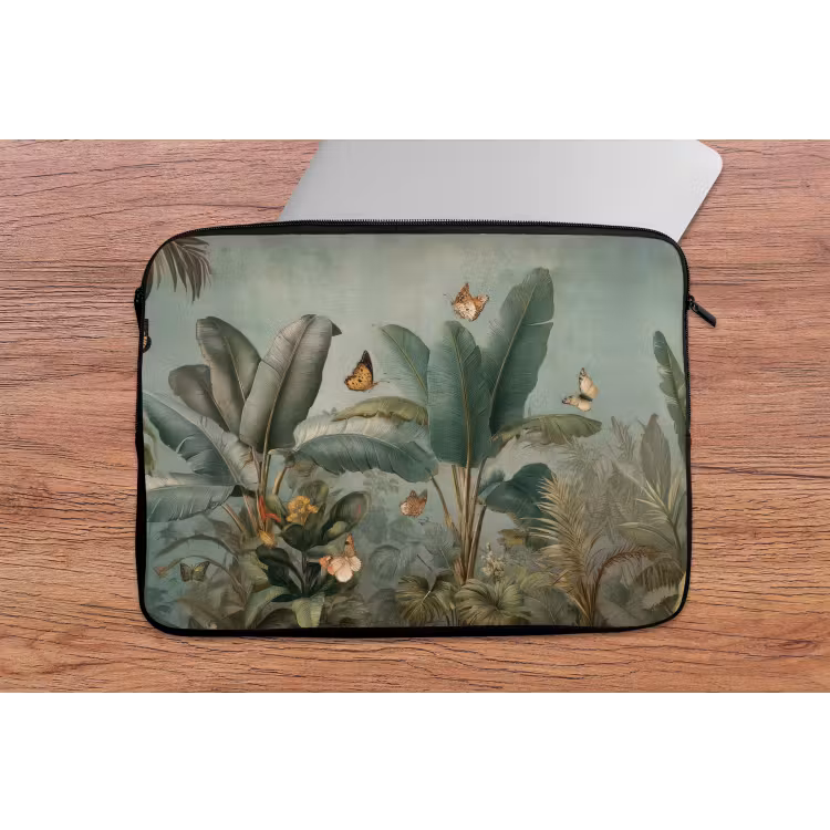 Laptophoes - Tropisch bladerdek - Vlinders - groen - Bruin — 2