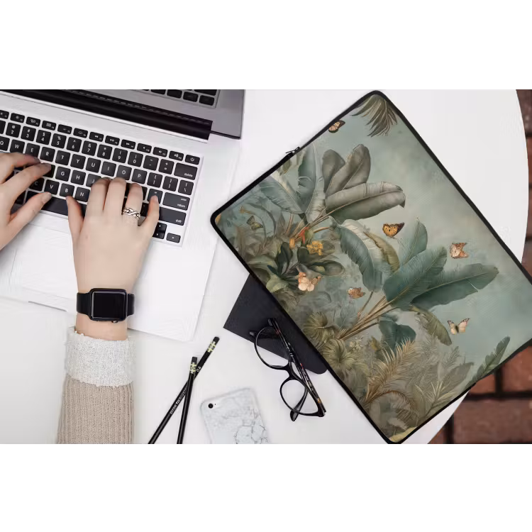 Laptophoes - Tropisch bladerdek - Vlinders - groen - Bruin — 3