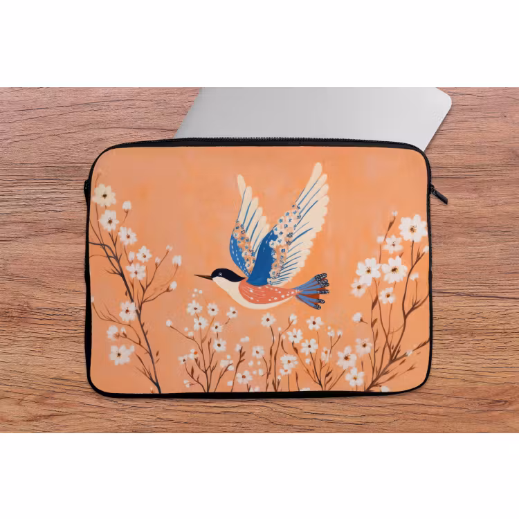 Laptophoes - Vogel - Bloesemtakken - Warm - Kleurrijk — 2