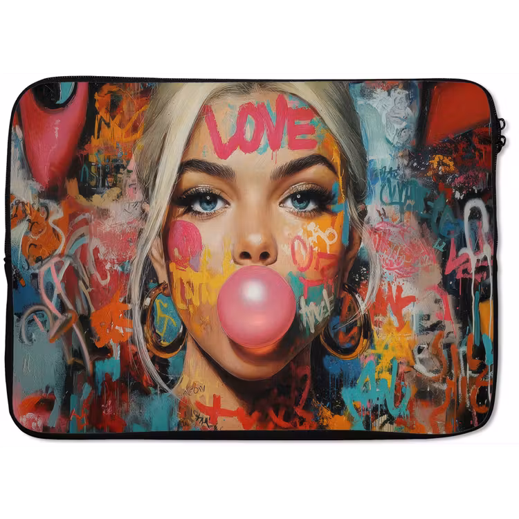 Laptophoes - Vrouw - Kauwgom - Graffiti - Love — 1