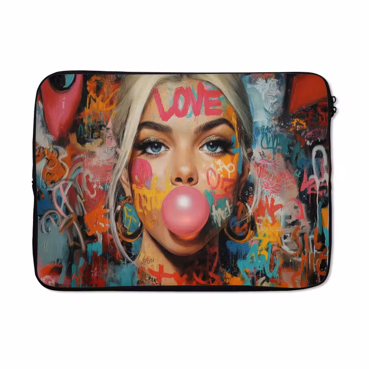 Laptophoes - Vrouw - Kauwgom - Graffiti - Love — 5