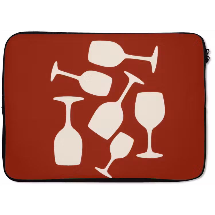 Laptophoes - Wijnglazen - Silhouetten - Wit — 1