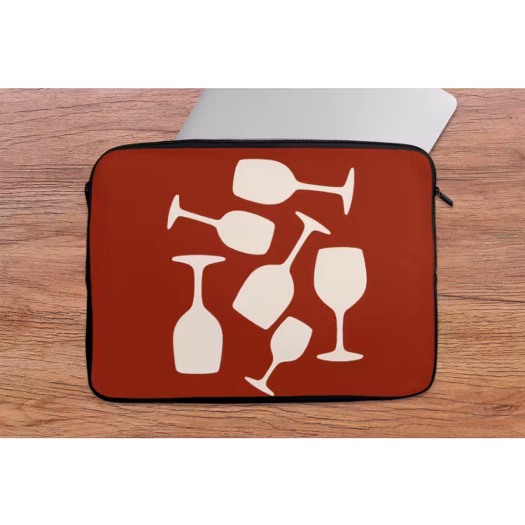 Laptophoes - Wijnglazen - Silhouetten - Wit — 2