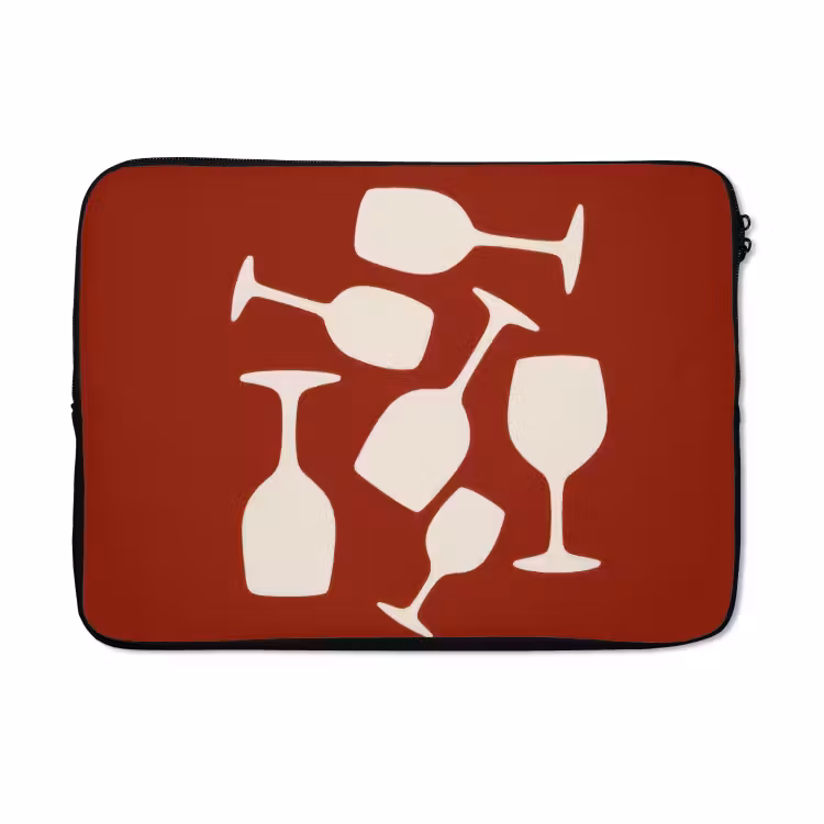 Laptophoes - Wijnglazen - Silhouetten - Wit — 5