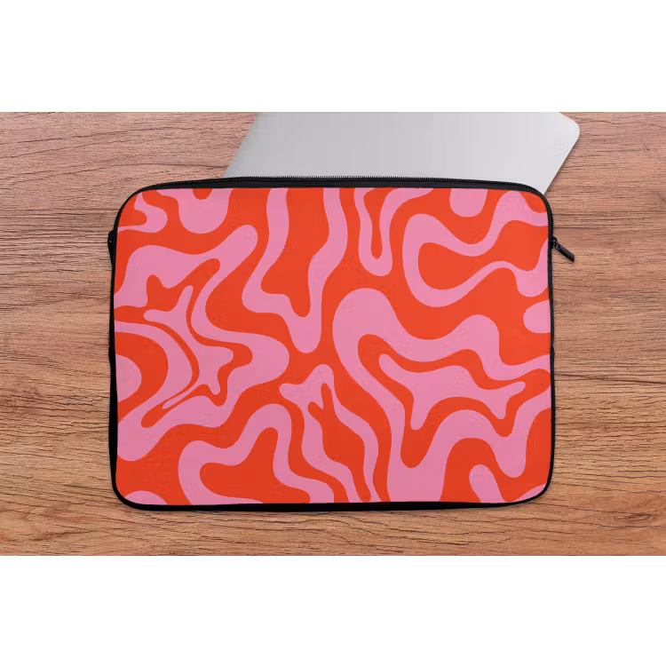 Laptophoes - Abstract - Patroon - Rood - Roze - Minimalistisch — 2