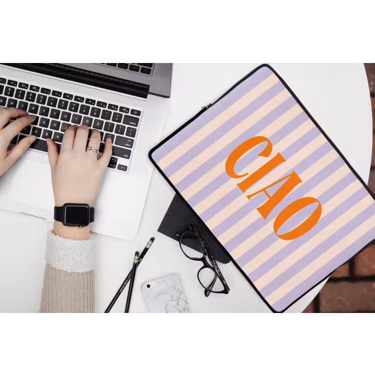 Laptophoes - Ciao - Quote - Pastel - Strepen — 3