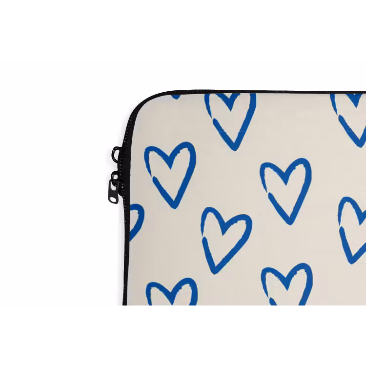 Laptophoes - Hartjes patroon - Blauw - Beige - Liefde — 6