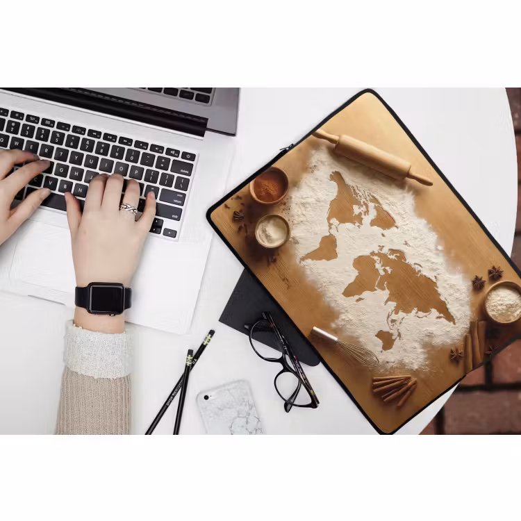 Laptophoes - Hout - Wereldkaart - Bakken - Keuken — 2