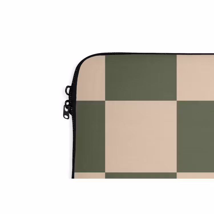 Laptophoes - Schaakbord print - Groen - Beige - Blokjes — 6