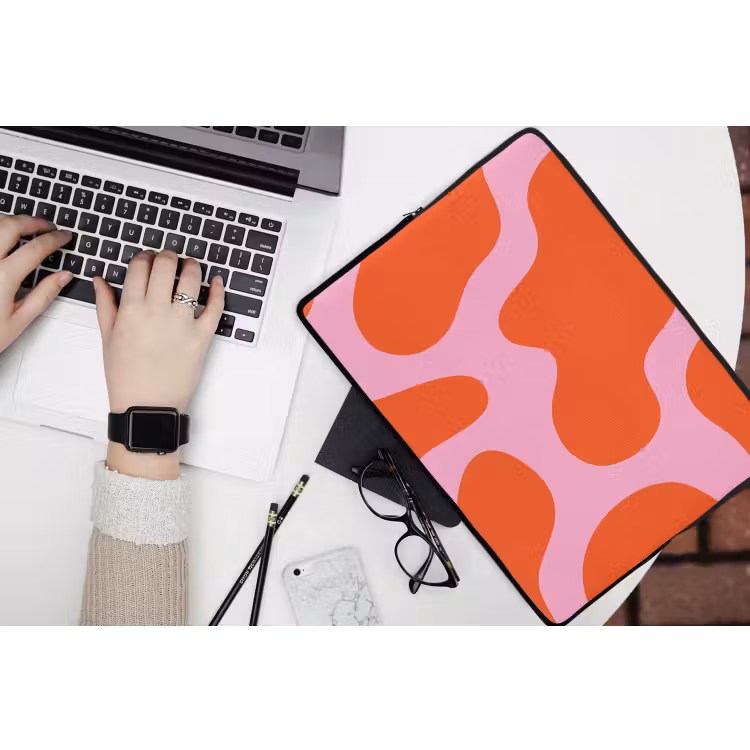 Laptophoes - Vlekken - Rood - Roze - Patroon - Minimalistisch — 3