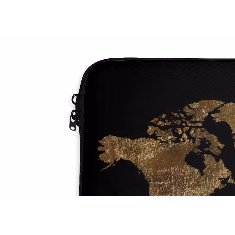 Laptophoes - Wereldkaart - Goud - Luxe - Aarde - Zwart — 5