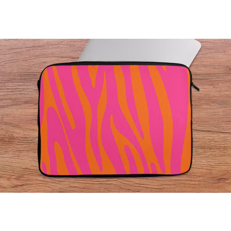 Laptophoes - Zebraprint - Roze - Oranje - Dierenprint — 2
