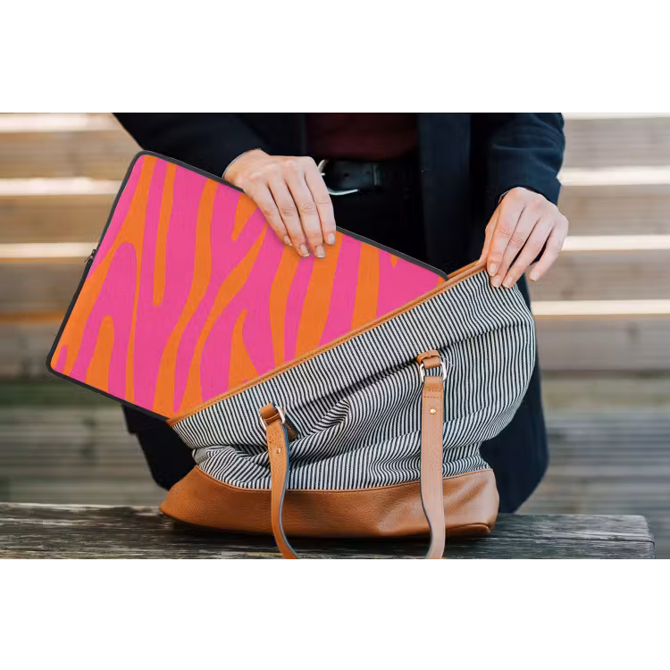 Laptophoes - Zebraprint - Roze - Oranje - Dierenprint — 4