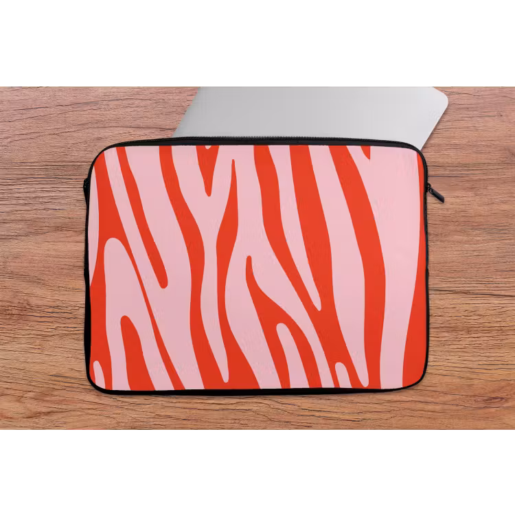 Laptophoes - Zebraprint - Roze - Rood - Dierenprint — 2
