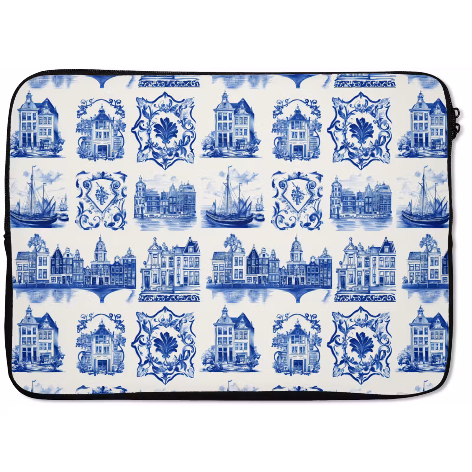 Laptophoes - Huizen - Schepen - Blauw — 1