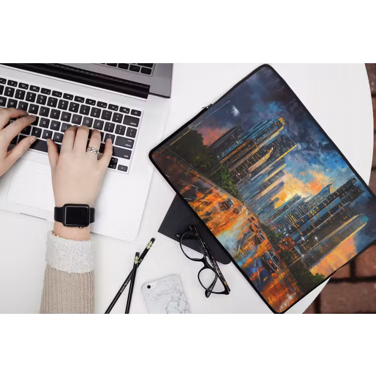 Laptophoes - Auto - Skyline - Zon - Blauw — 3