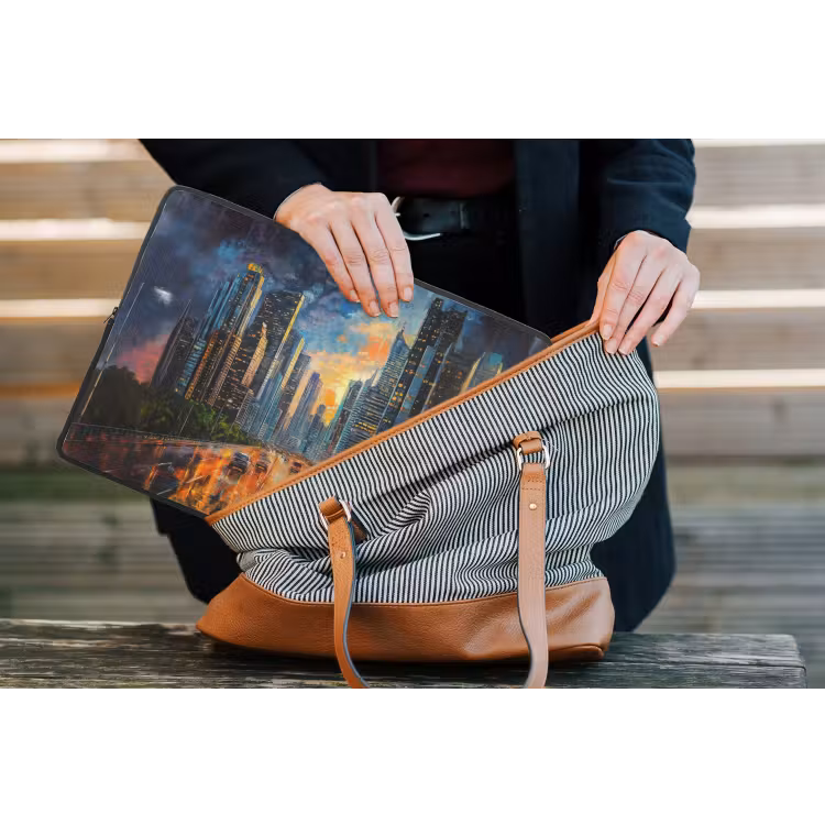 Laptophoes - Auto - Skyline - Zon - Blauw — 4
